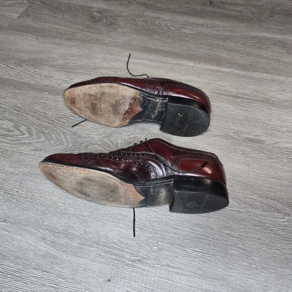 Allen Edmonds McAllister Wingtip Shoe Size 9.5 D Men Made In USA Burgundy Oxford